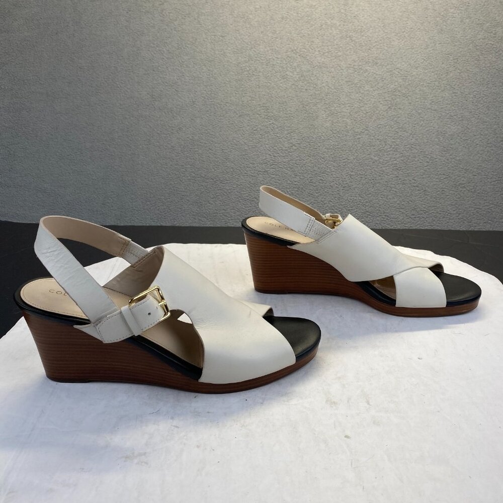 Cole Haan Heels Size 8 Wedge Sandals Winter White Open Toe